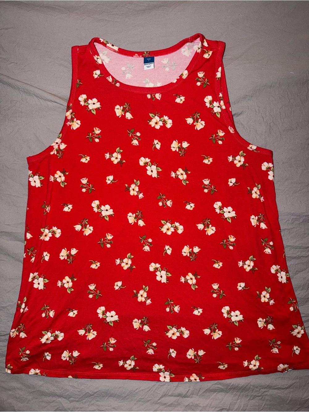 Old Navy Red Floral Tank Top Size Large